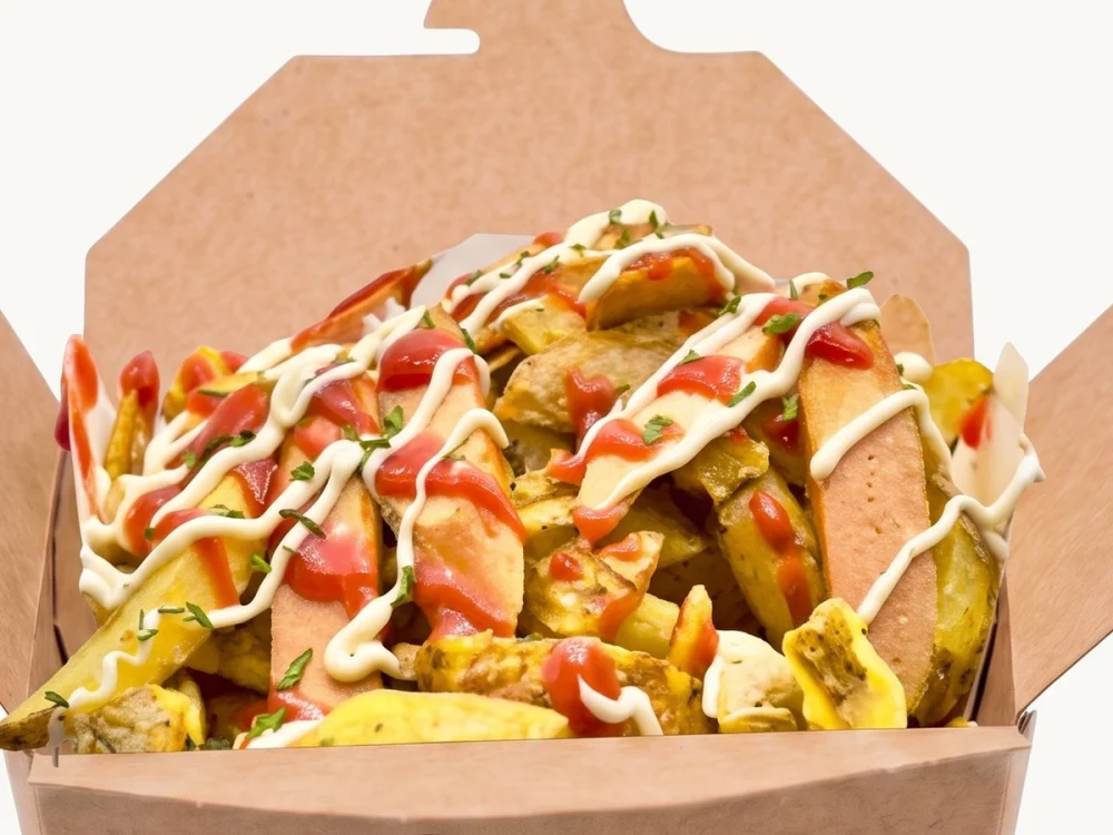 Funky Sausage & Chips Close-Up